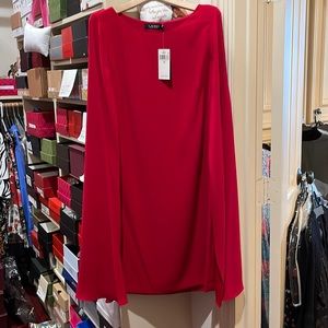 Red Lauren cape dress